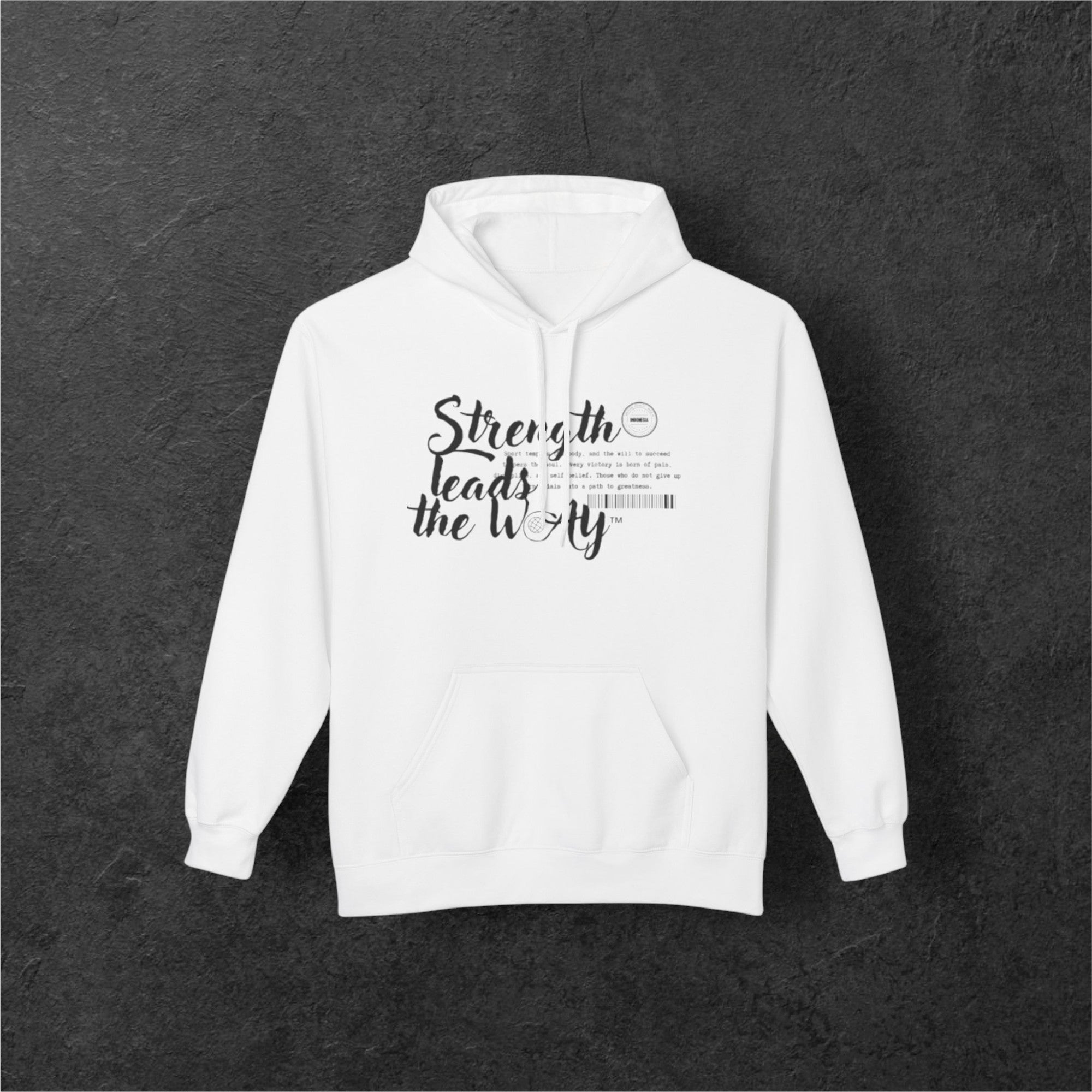 🔥 White Hoodie "Strength Leads the Way"