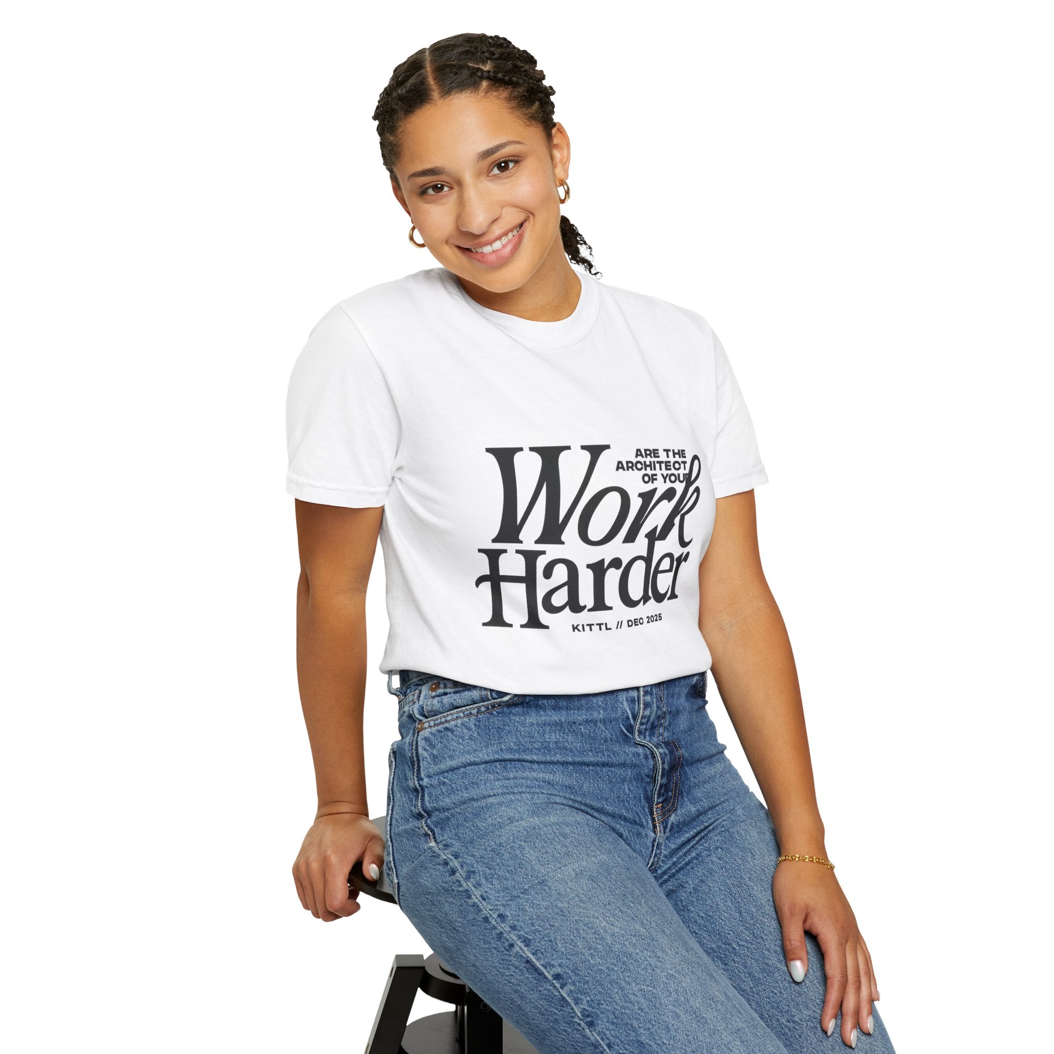 White T-Shirt "WORK HARDER"