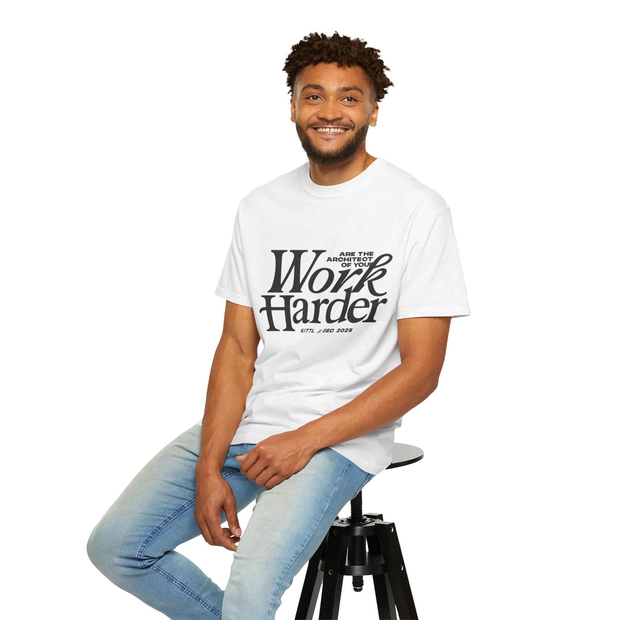 White T-Shirt "WORK HARDER"